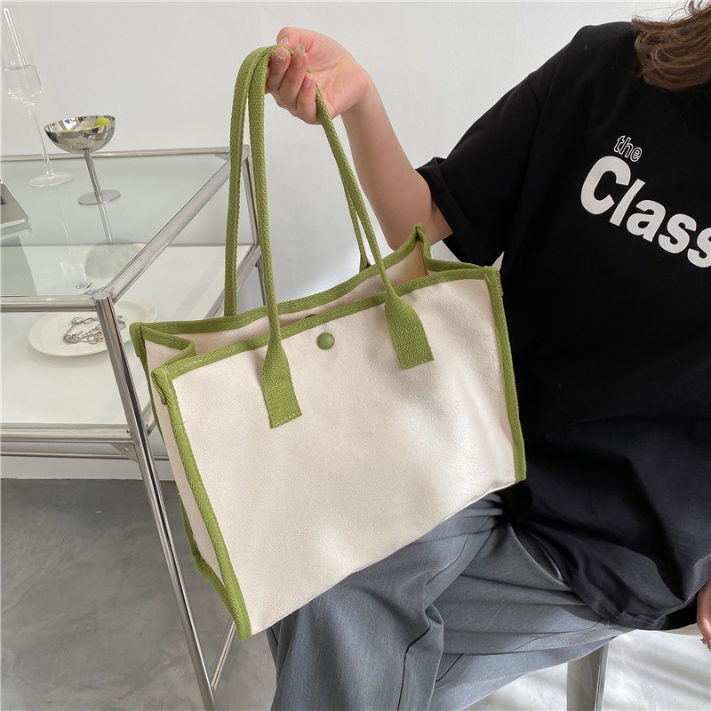 Túi Xách canvas Màu Sắc Tương Phản Thời Trang Cho Nữ