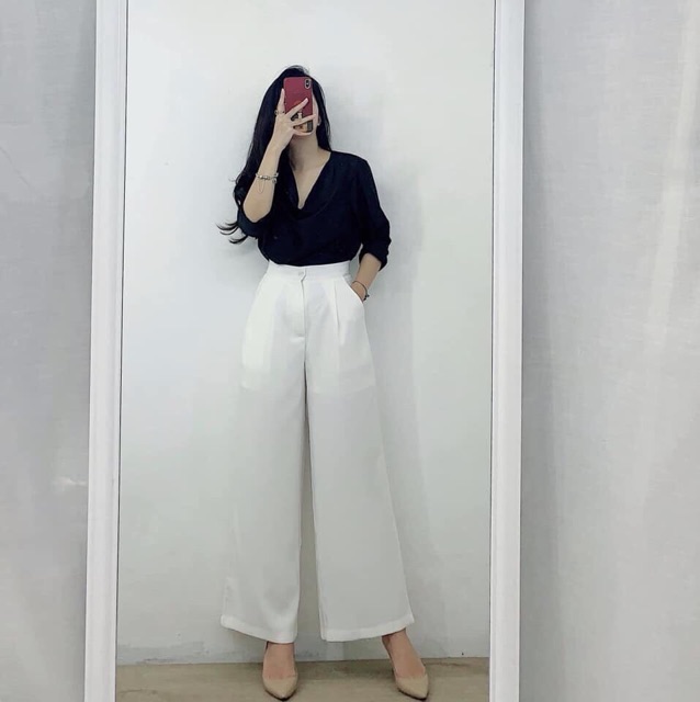 Quần vải ống xuông cúc giữa | BigBuy360 - bigbuy360.vn