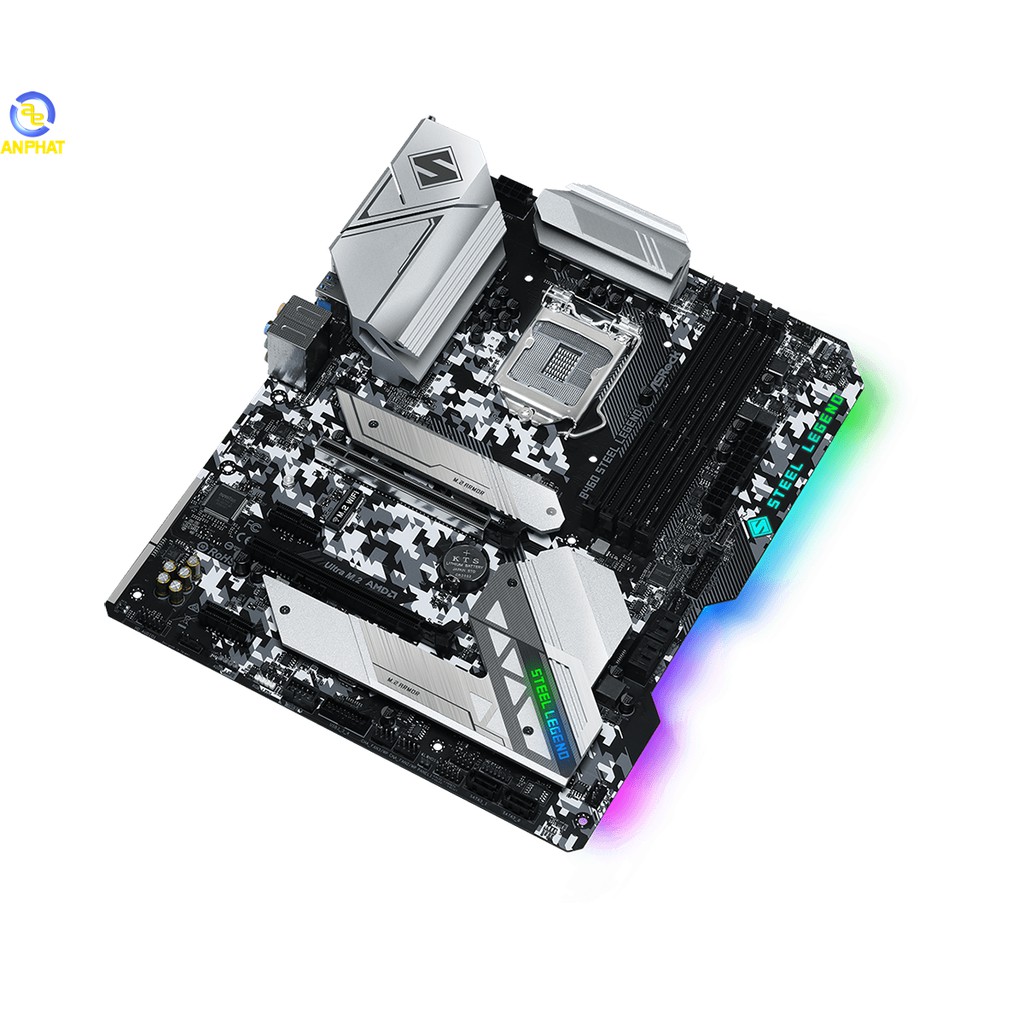 Main Asrock B460M STEEL LEGEND , 4 Khe Ram, ITX, Syn Led, NVME - Bảo hành 36Th