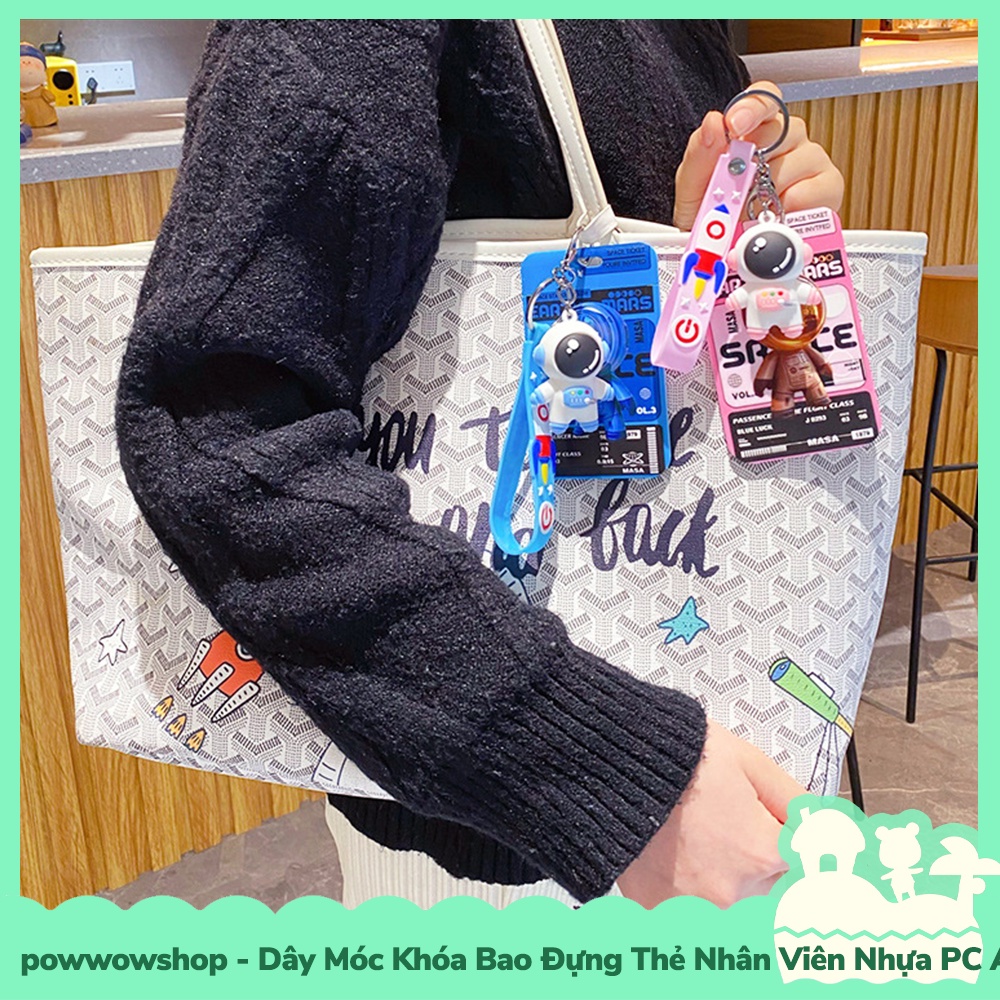 [Sẵn VN - Hỏa Tốc] Dây Móc Khóa Bao Đựng Thẻ Nhân Viên Nhựa PC+Acrylic Mẫu Astronaunt Phi Hành Gia Không Gian 3D