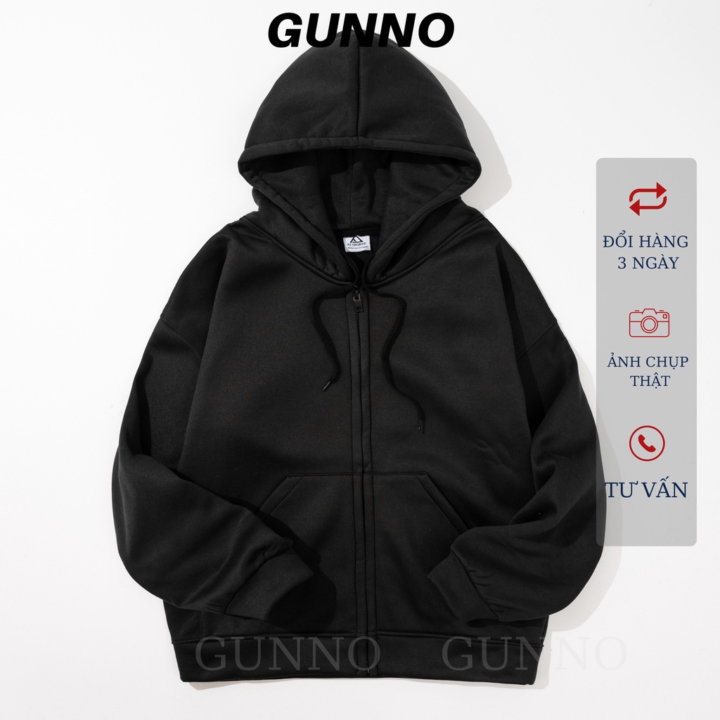 Áo khoác Hoodie Zip Form rộng GUNNO chất nỉ bông siêu đẹp