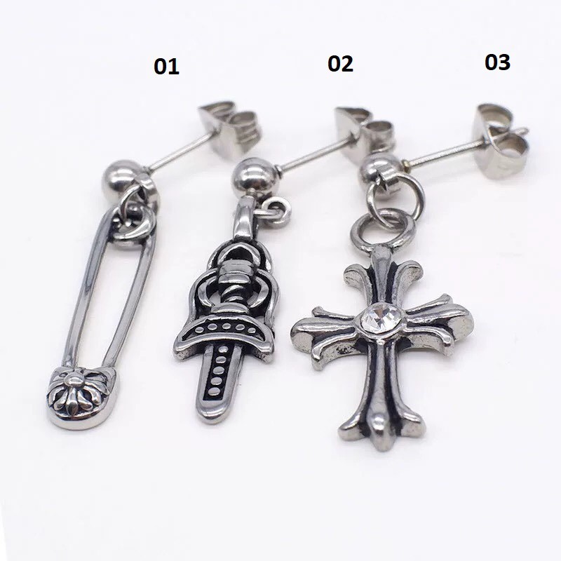 KHUYÊN TAI HÌNH GIM BĂNG CHROMEHEARTS CÁ TÍNH - KHUYÊN THÉP KHÔNG GỈ