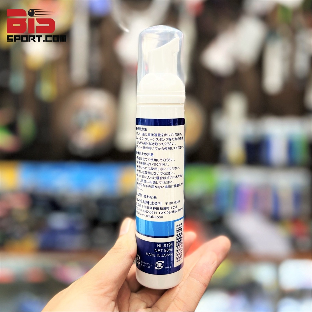 Chai Vệ Sinh Mặt Vợt Chính Hãng Nittaku - Tặng kèm mút lau- Loại Không Gas Cao Cấp 90ml