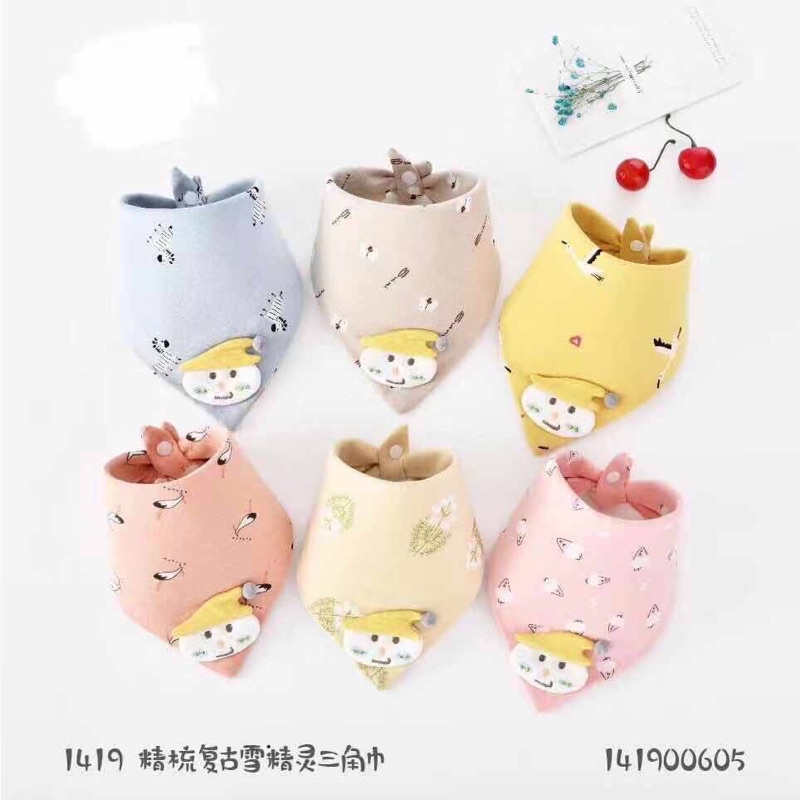 Khăn yếm tam giác cho bé họa tiết đẹp set 2 yếm