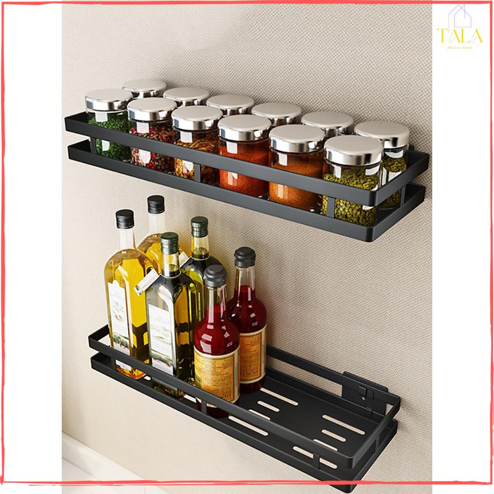 Kệ đựng gia vị dán tường không cần khoan đục Kệ nhà bếp đa năng hình chữ nhật 34x10x5cm