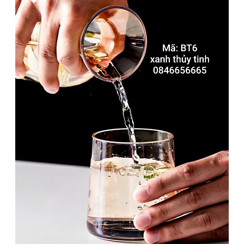 Bình rót thuỷ tinh màu nắp gỗ tròn 1,2l (3 màu)