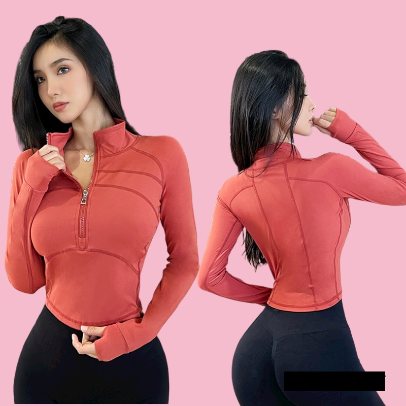 Áo thun thể thao tập gym, yoga dài tay cổ đứng sexy cuốn hút