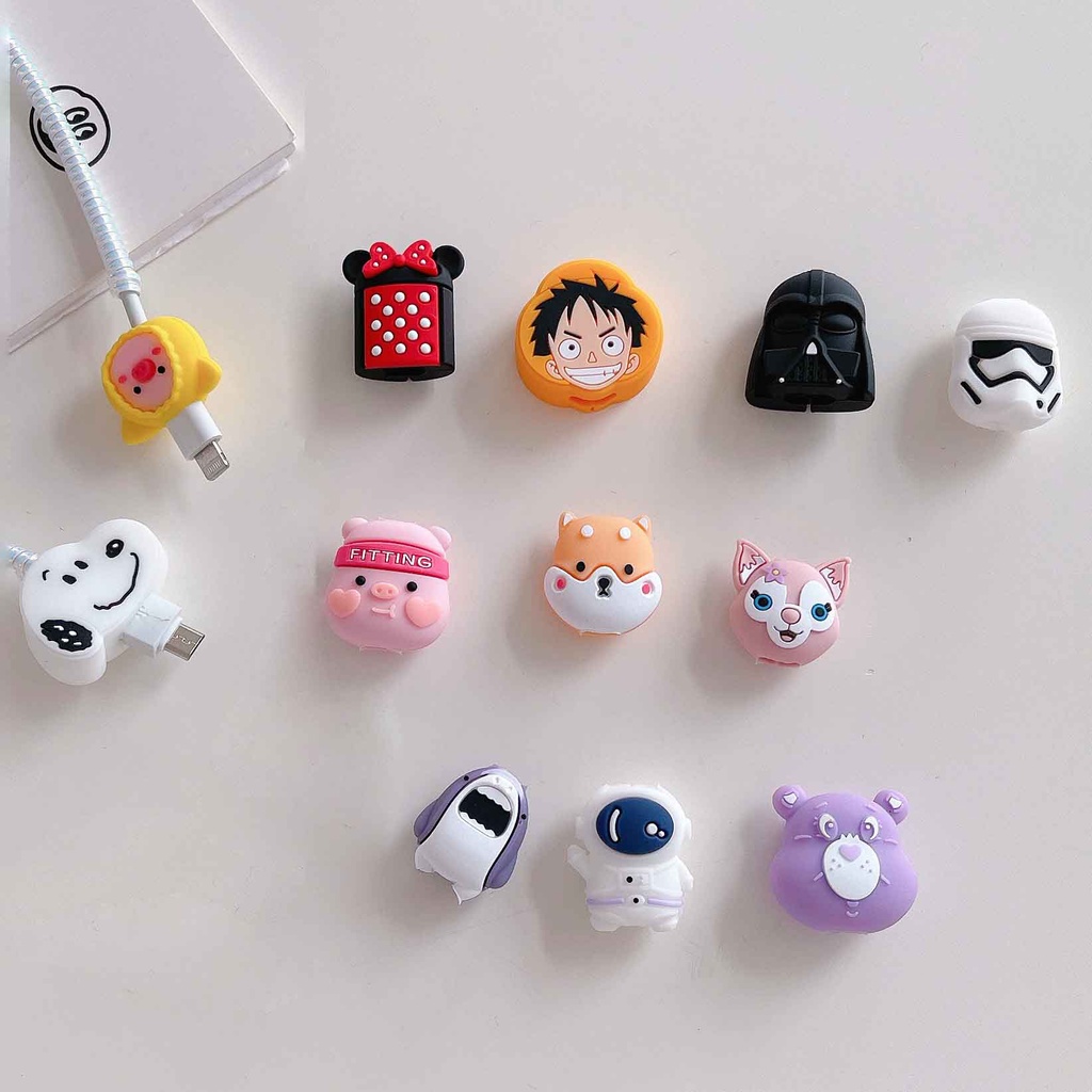 Phụ Kiện Bảo Vệ Dây Cáp Sạc iPhone Android Kiểu Dáng Hoạt Hình Dễ Thương