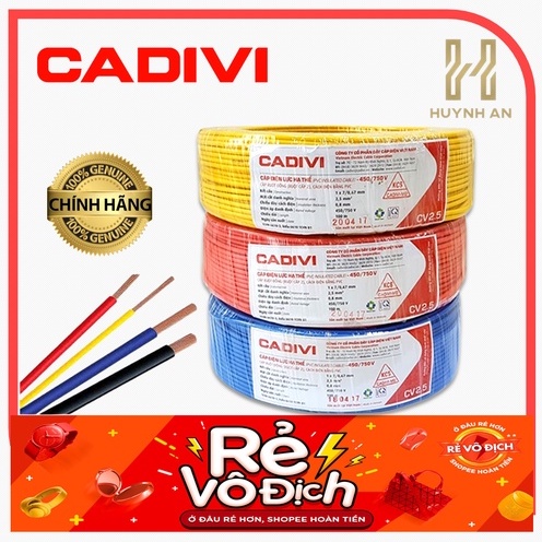 Dây Điện Đơn, Cáp Điện 1.5 - 2.5 - 4 Cadivi Chính Hãng ( 1M )