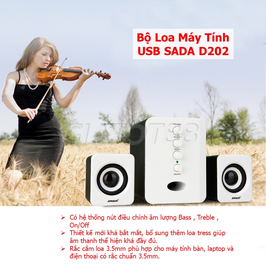 Loa Máy Tính Mini, Bộ Loa Máy Tính Usb Sada D202 2020 giá Rẻ Âm Thanh Sống Động