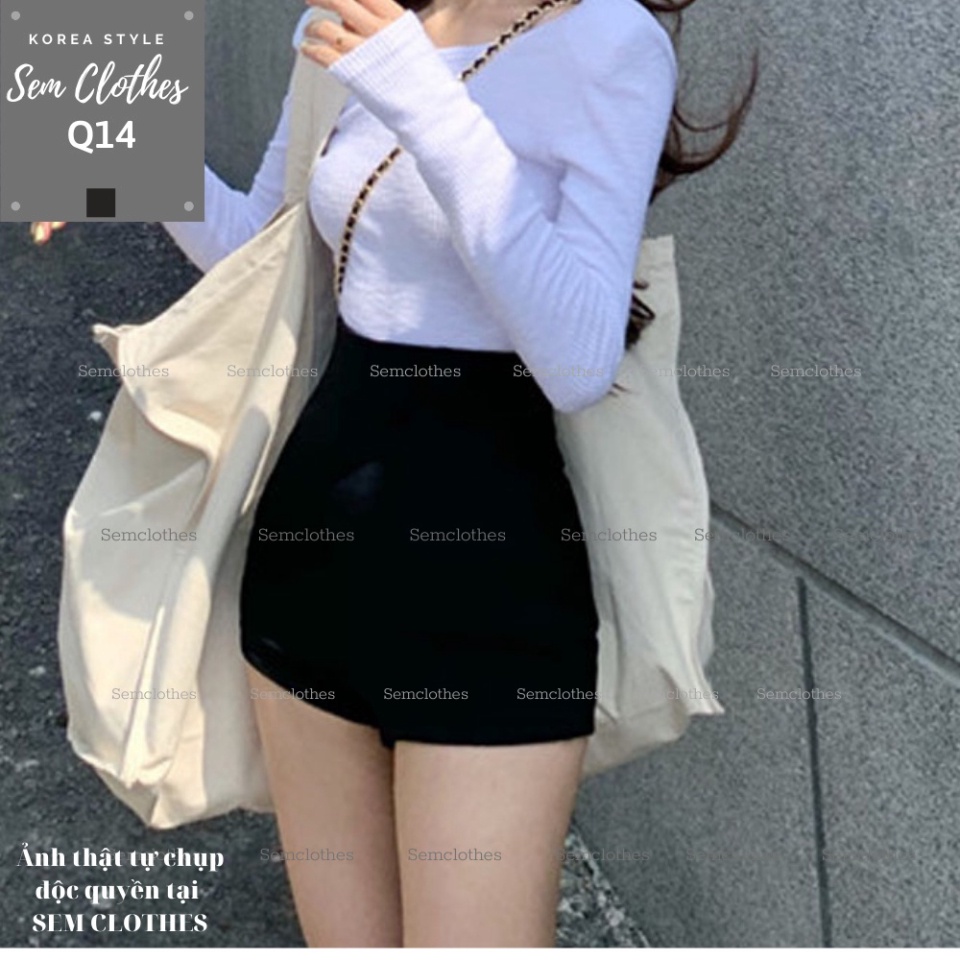 Freeship Quần short, đùi nữ lưng cao kaki jean ôm eo kéo khóa lưng chất umi hàn SEMCLOTHES Q14