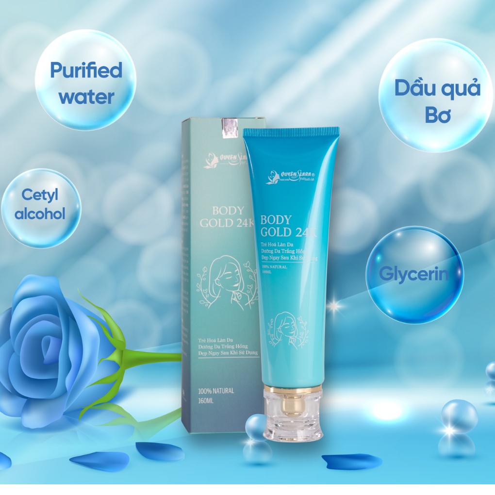 Dưỡng Thể Trắng Da Body Gold 24k Quyên Lara,Trẻ Hóa Làn Da,Dưỡng Da Trắng Hồng Hiệu Quả Ngay Sau 2 Tuần Sử Dụng 160 ml