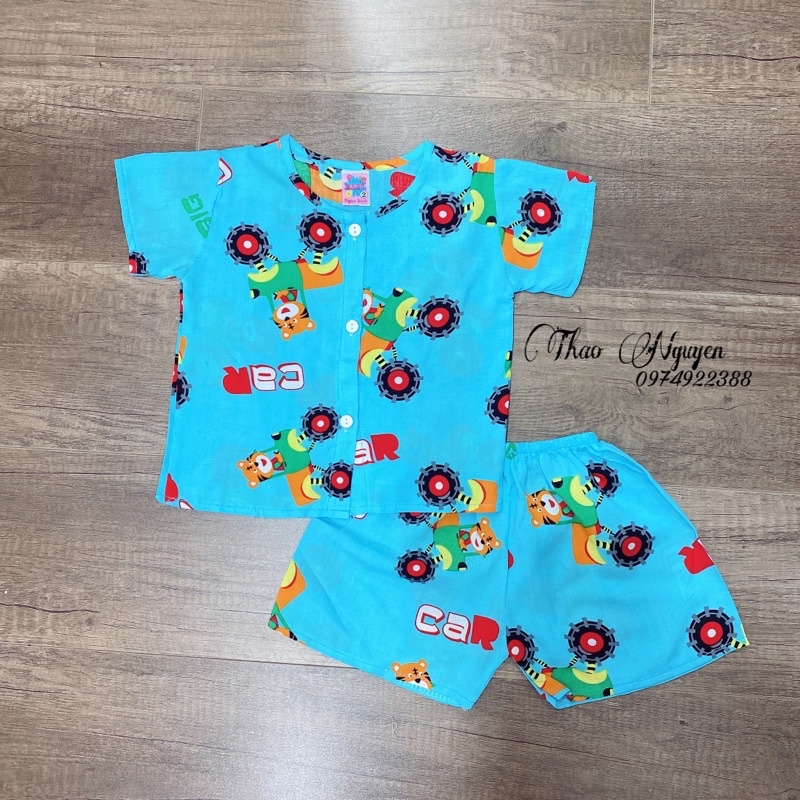 Đồ Bộ Cài Nút Vải Tôn  Mềm - Mịn - Mát Cho Bé Trai 4-10kg