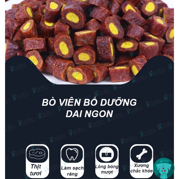 Treat thưởng dinh dưỡng JFamille, Bò viên lòng đỏ trứng, bổ sung Lecithin, Protein, Canxi, dễ tiêu hóa.