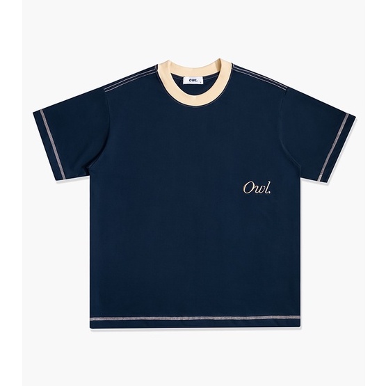 OWL BRAND® TWO-TONE TEE - Áo thun chỉ màu Xanh đen/Vàng đồng - OWL031021