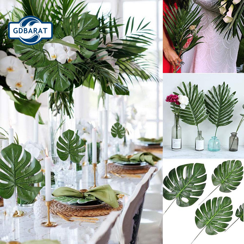 GD 24Pcs Indoor Tropical Leaves Plant Decor Artificial