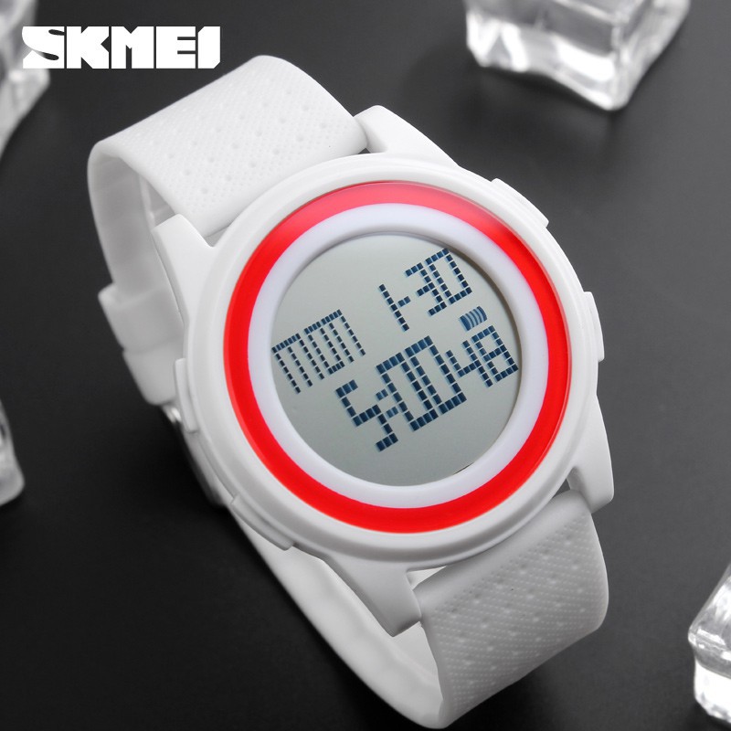 SKMEI 1206  Unisex Fashion LED Digital EL Light Waterproof Ultra-Thin Chronograph Alarm Watch