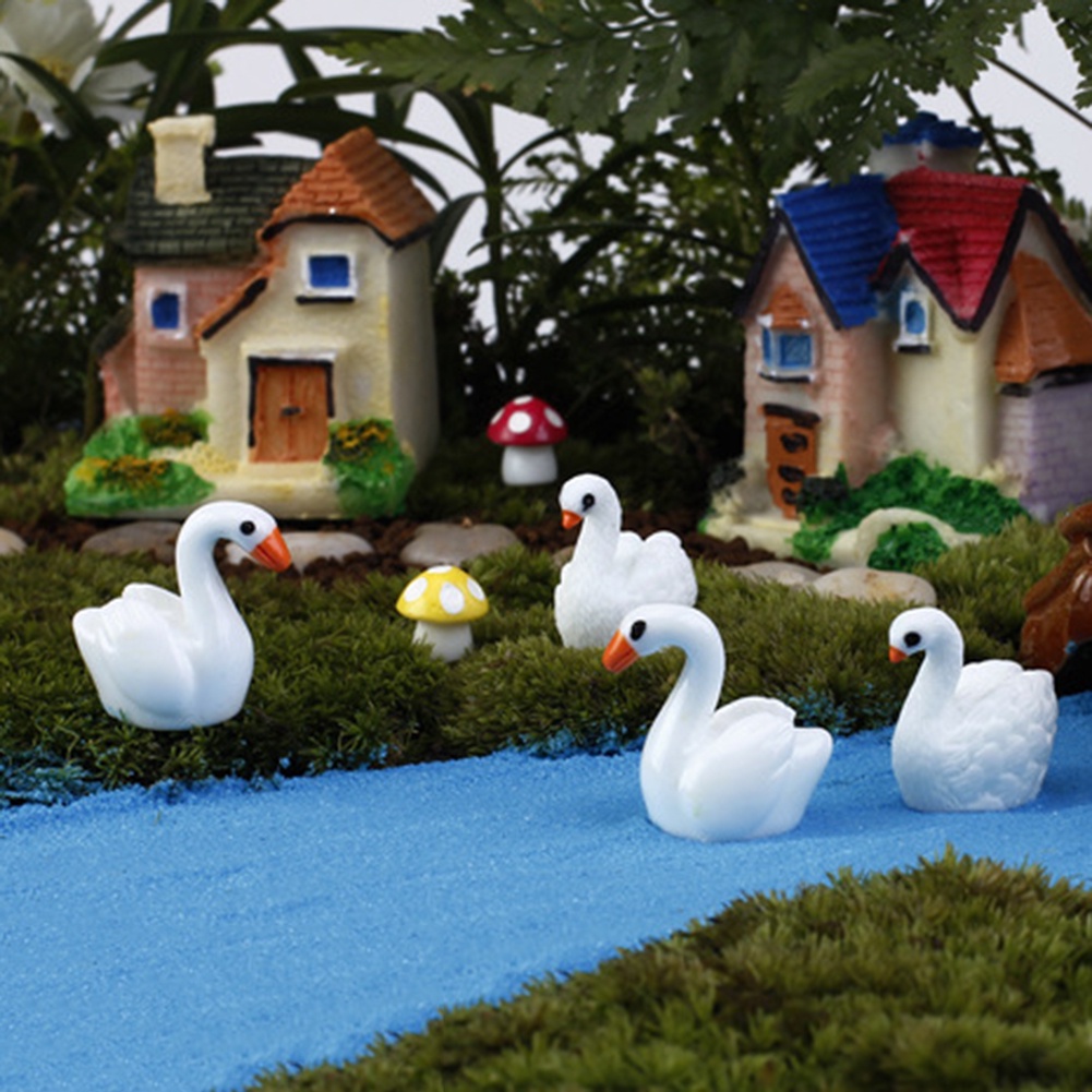 【SPP】2Pcs Couple Lovers Swan Miniature Crafts Garden Decorations Landscape Ornament