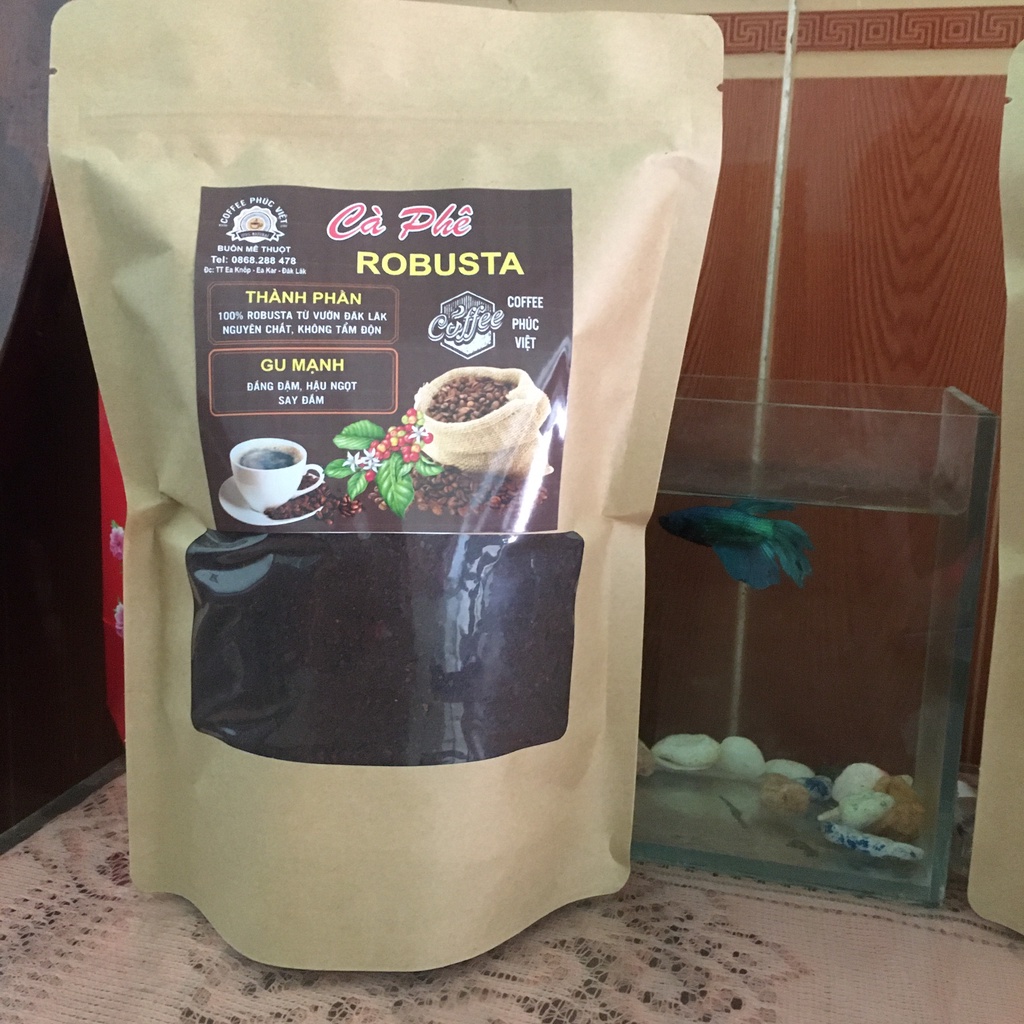Cà phê Robusta - Cafe rang xay nguyên chất - cafe mộc 500G/gói
