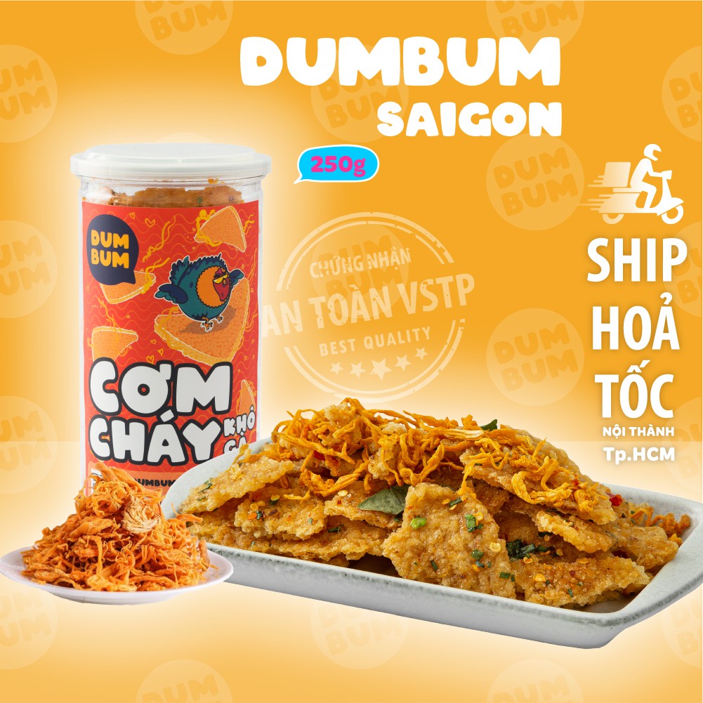 [Mã 77FMCGSALE1 giảm 10% đơn 250K] Cơm cháy lắc khô gà DumBum 250g đồ ăn vặt Sài Gòn