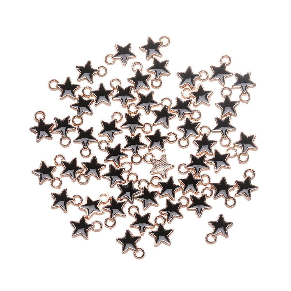 💋MAX 50PCS Gift Enamel Star Charms Candy Color Pentagram Pendants Mini Stars Handmade Necklace 6mm Fashion DIY Accessories Earrings Bracelet Jewelry Making/Multicolor