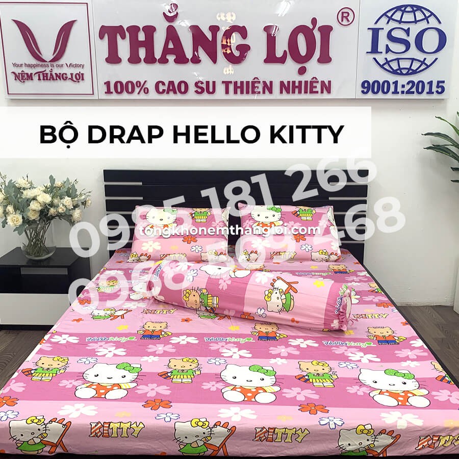 [Ảnh Thật] Kitty Hồng - Bộ Drap Cotton 4 món Thắng Lợi Chính Hãng