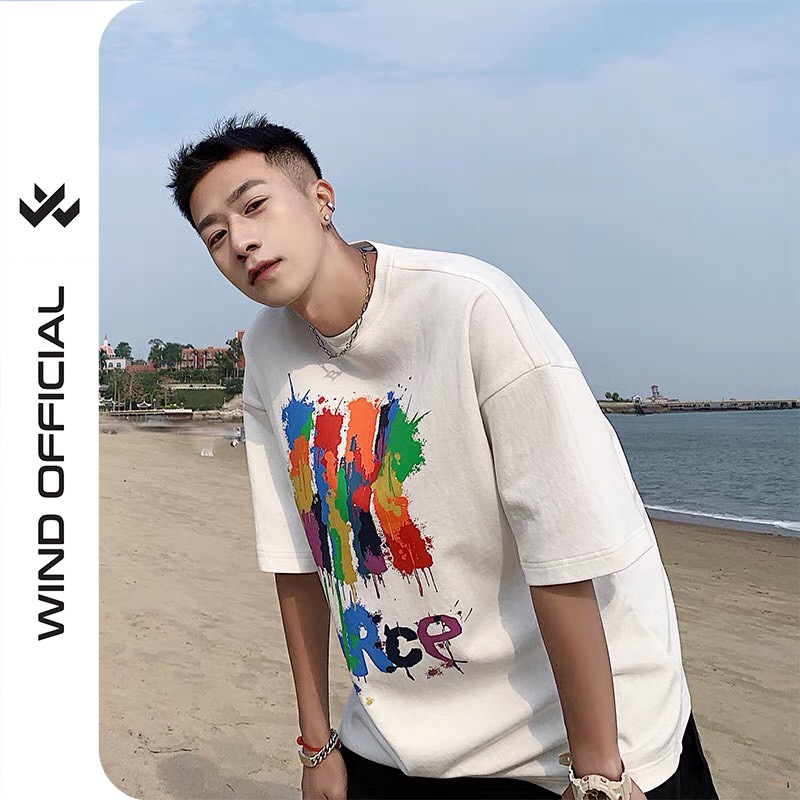 Áo thun tay lỡ Wind phông unisex form rộng TURCE nam nữ cotton oversize ulzzang | BigBuy360 - bigbuy360.vn