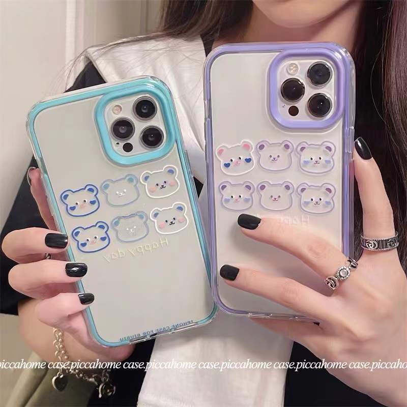 Ốp Điện Thoại Trong Suốt In Hình Gấu Dễ Thương Cho IPhone 7 8 Plus 12 13 11 Pro Max X Xs Max Xr Lgxt