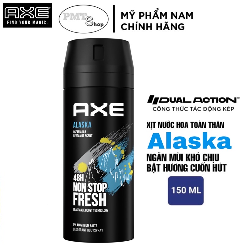 Combo 2 Xịt khử mùi toàn thân nam AXE Alaska 150ml x 2 chai hương nước hoa