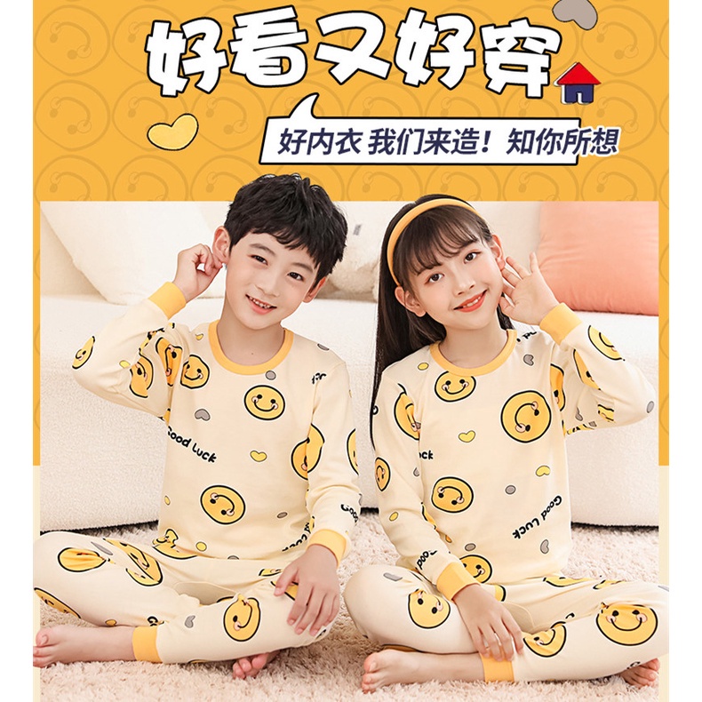 Bộ Đồ Ngủ Cotton Tay Dài 100-160cm Thời Trang Xuân Thu Cho Bé
