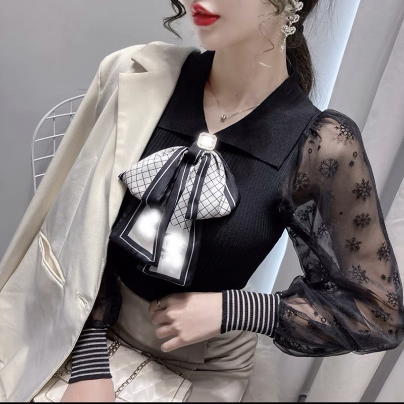 💋Bán Sỉ 💋 Áo len nơ phối tay ren siêu sang, kèm ảnh thật cuối | BigBuy360 - bigbuy360.vn