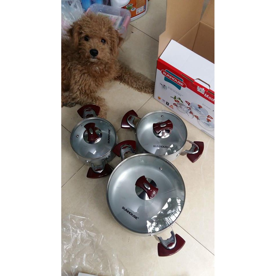 ⛔FREESHIIP⛔ Bộ 3  nồi - vung kính siêu bền