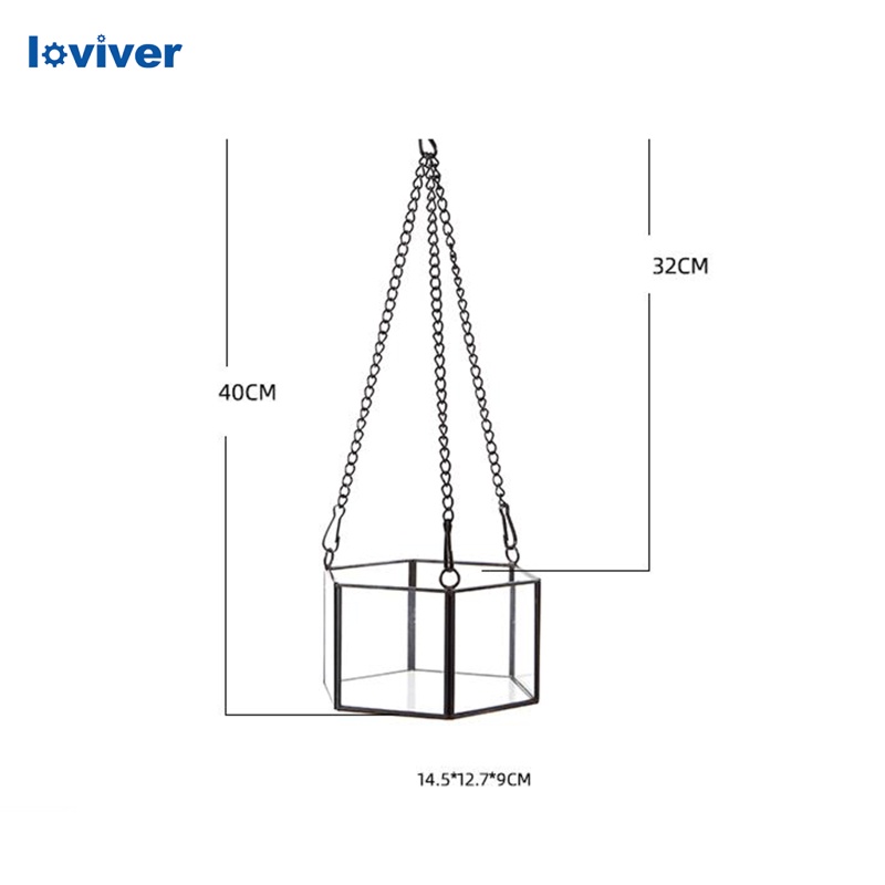 Lồng kính lục giác treo cây thủy tinh