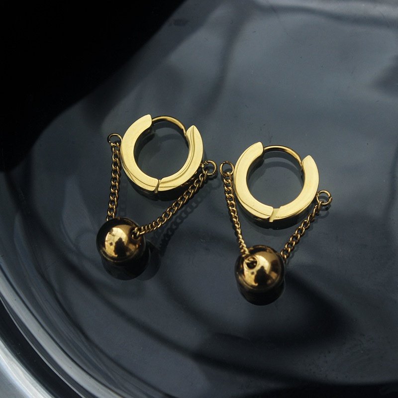 Khuyên tai thép titan hình bông hoa màu vàng sang trọng hợp thời trang cho nữ