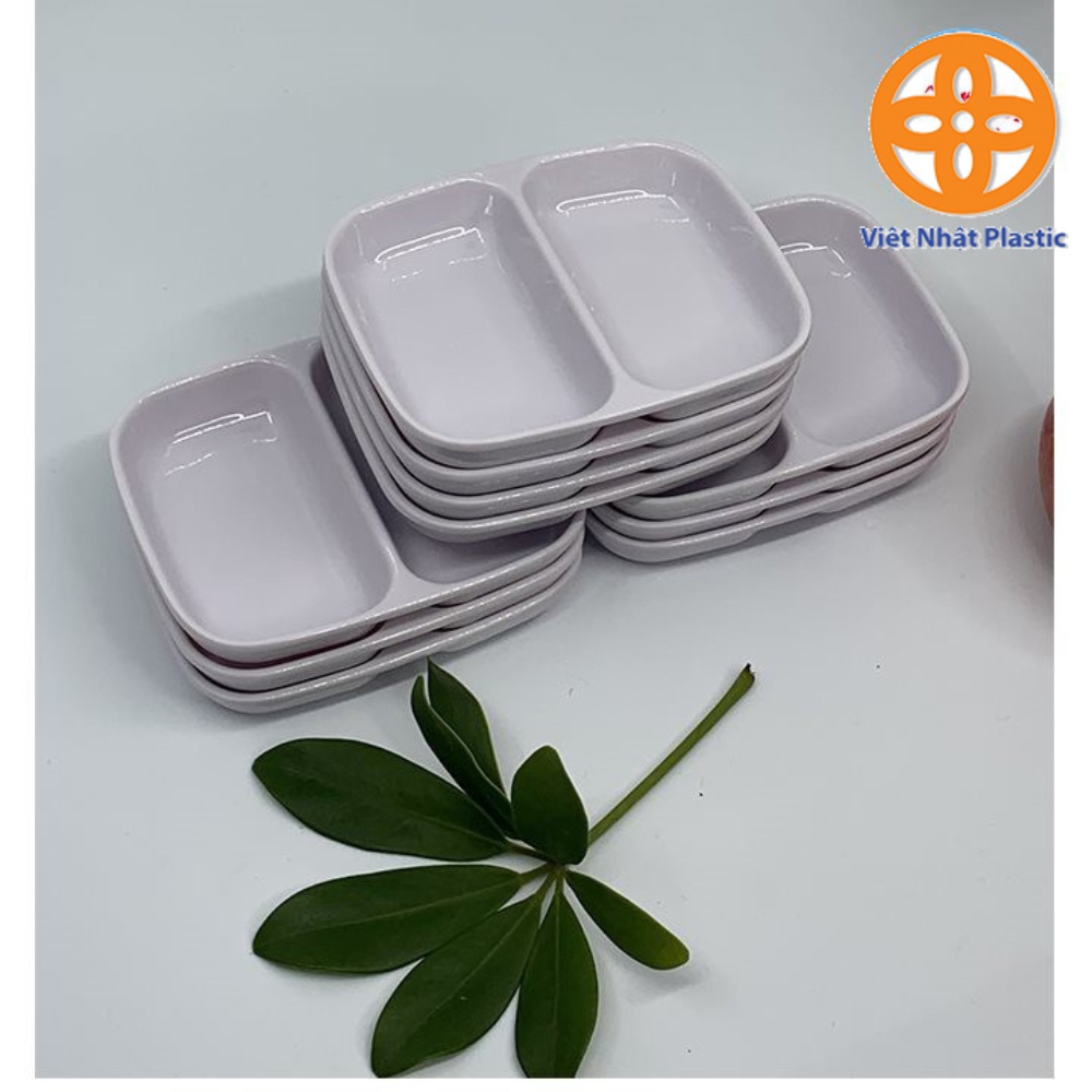 Bát nước chấm 2 ngăn, đĩa chấm nhựa nhỏ gọn 1205