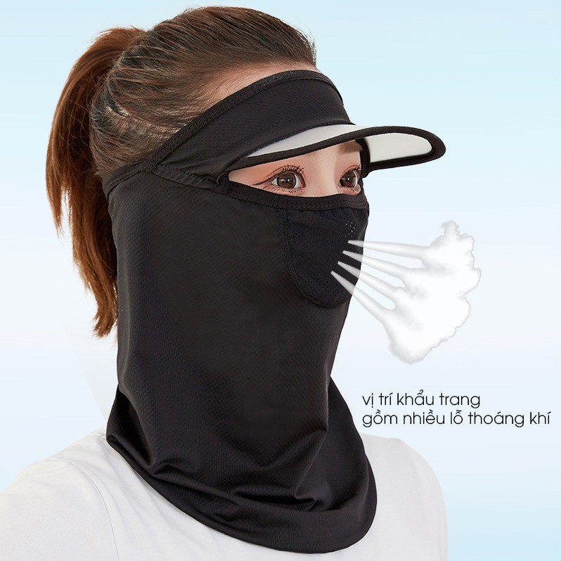 Mũ lưỡi trai nửa đầu kết hợp khẩu trang ninja che cổ bảo vệ toàn diện cho làn da (MKT04)