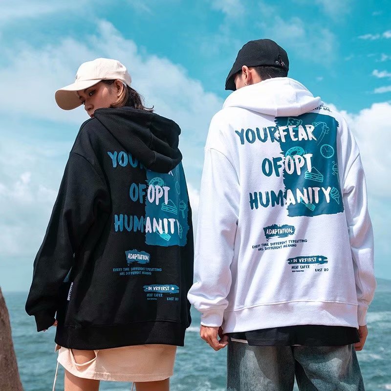 2 Colors【M-XXL】Sweatshirt Printing Long Sleeve Hoodie Sweater Outerwear Loose Coat Couple Outfit Casual
