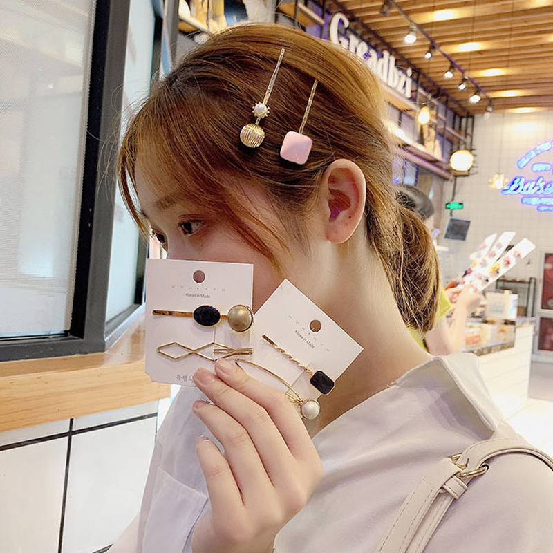 Kẹp Tóc Kim Loại Đính Ngọc Trai Nhân Tạo Phong Cách Hàn Quốc