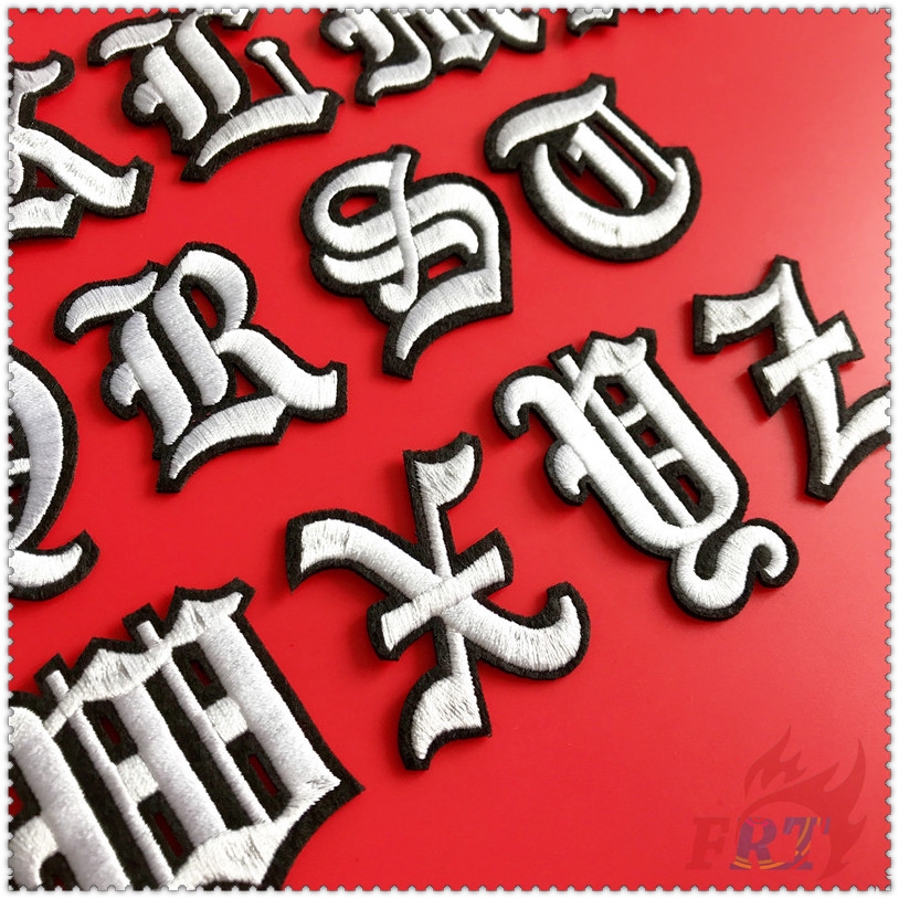 ✿ Old English Letters - White Iron-on Patch ✿ 1Pc Diy Embroidery Patch Sew on Iron on Badges Patches