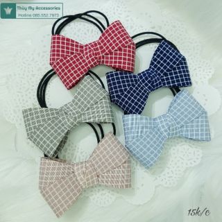 [Hot 2019] Cột tóc nơ ca rô xinh xắn phong cách Hàn Quốc