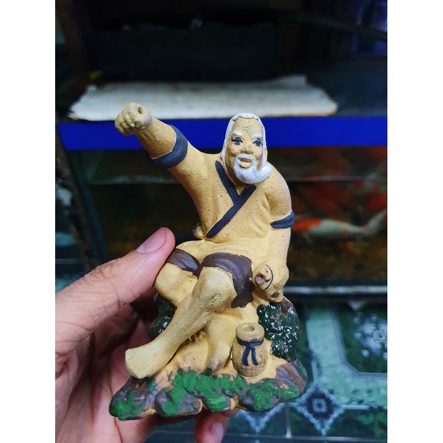 ÔNG CÂU GỐM TRANG TRÍ HỒ CÁ NON BỘ DÀI 7CM CAO 9CM