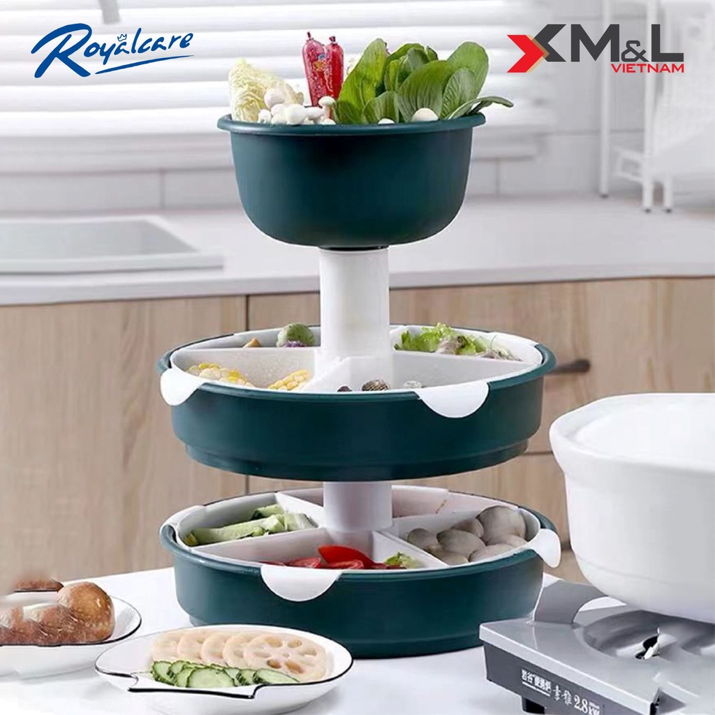 Kệ đựng thực phẩm khay lẩu 2 tầng xoay 360 độ Royalcare KL-2 , siêu tiện lợi và sang trọng