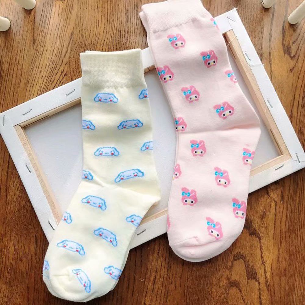 Tất nhung mềm giữ ấm mắt cá chân in hình chú chó Cinnamoroll Melody hoạt hình dễ thương phong cách hoạt hình Nhật Bản