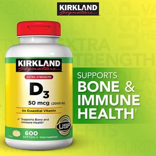 Viên uống Kirkland Vitamin D3 2000IU chai 600 viên Date 2023