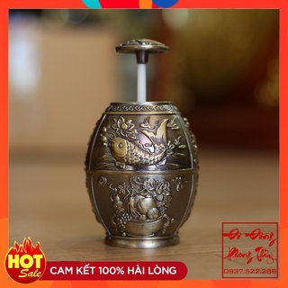 Lọ Tăm Hình Cá Chép có màu rêu xanh và màu đồng đỏ