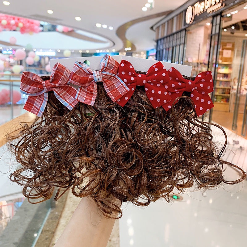 Set 2 kẹp tóc giả xoăn cho bé yêu diện lễ tết, hàng QC hình thật nơ đẹp