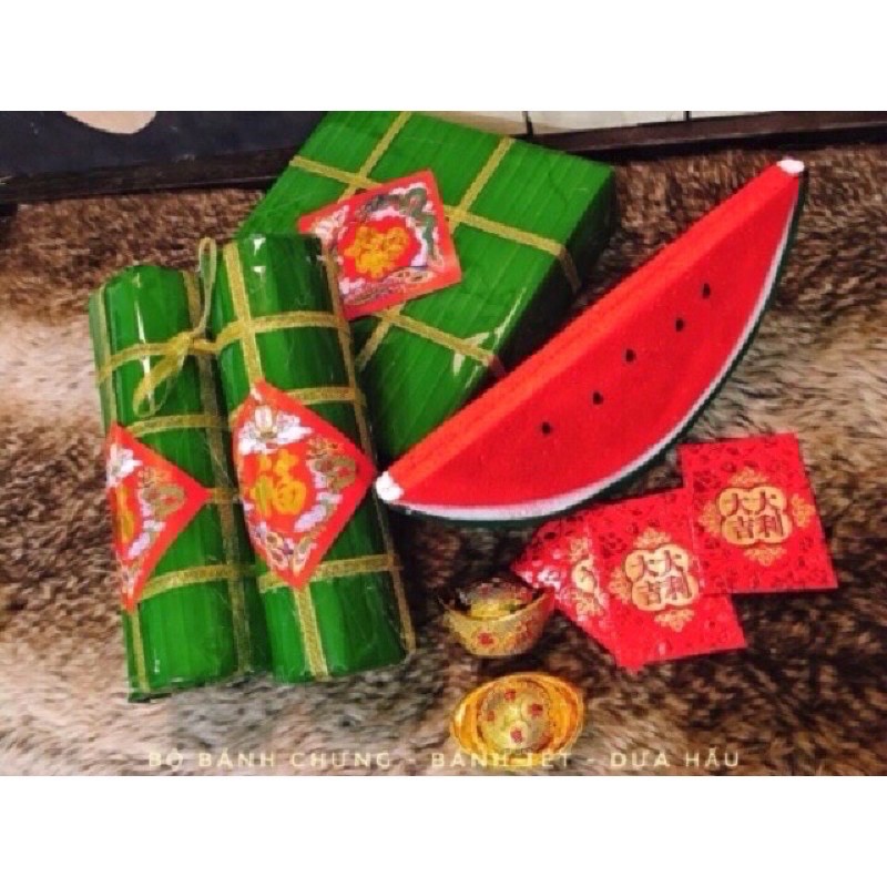 Mô hình bánh chưng , bánh tét, dưa hấu trang trí tết
