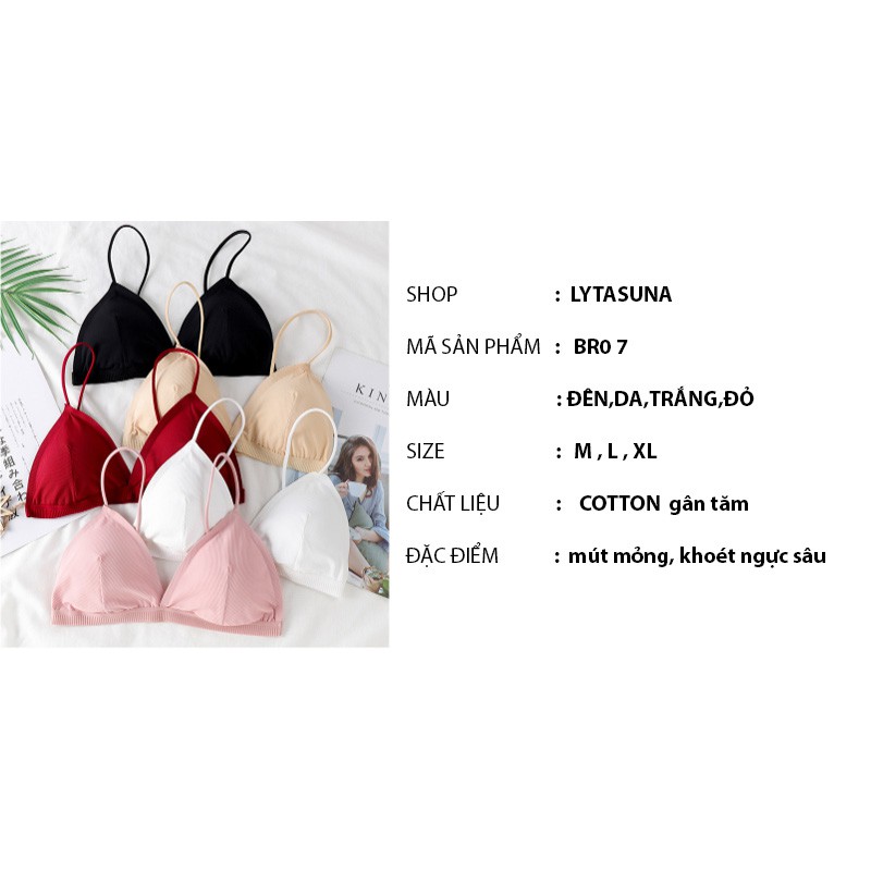 BR07 Áo bra COTTON gân tăm dây mảnh khoét ngực sâu | BigBuy360 - bigbuy360.vn