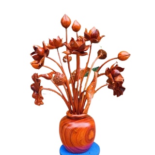Bình hoa sen gỗ hương tự nhiên