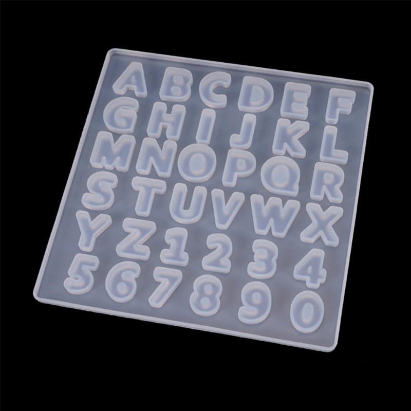 AUTU  Crystal Epoxy Resin Mold Alphabet Letter Number Keychain Pendant Silicone Mould